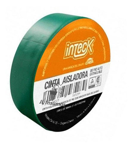 Pack 6 Cinta Aisladora Inteck 20mts Verde