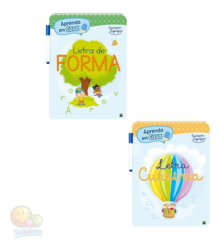 Coleção 2 Livros De Apoio Escolar Aprenda Em Casa Escreva Apague Forma Cursiva Todolivro