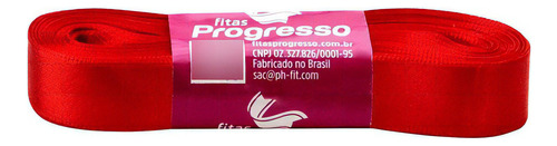 Fita De Cetim Progresso Nº3 15mm Face Simples Com 10 Metros Cor Vermelho Tomate