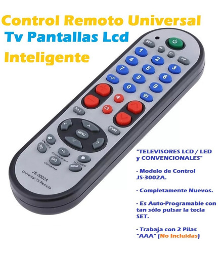 Control Remoto Universal Tv  Lcd Inteligente Janesong 3002a