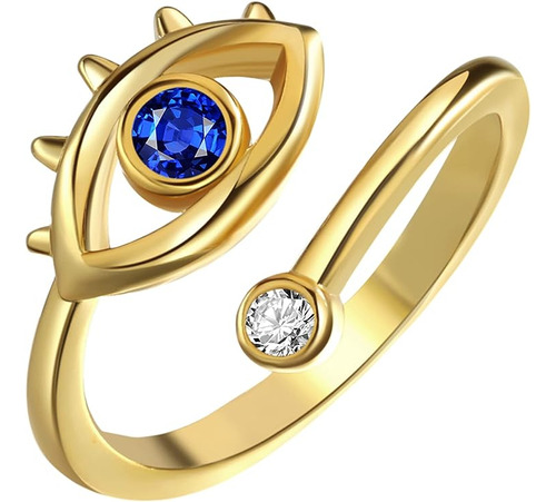 Anillo Para El Mal Ojo Azul Turco Suerte Anillo Con Circonit