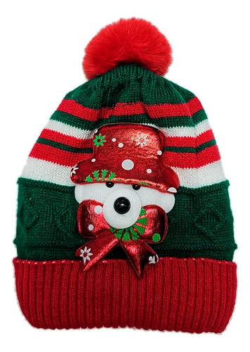 Gorro Pompón Navidad Diseños Luces Térmico Frío Bebés Niños