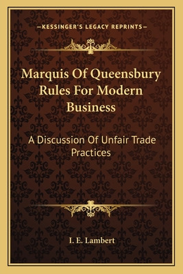 Libro Marquis Of Queensbury Rules For Modern Business: A ...