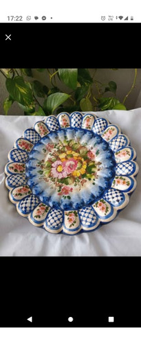 Plato Cerámica Línea Imitacion Talaverana Azul Talaverano