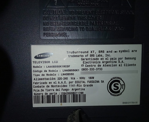 Televisor Lcd Samsung 40 Modelo Ln40b550k1 Full Hd (Usado)