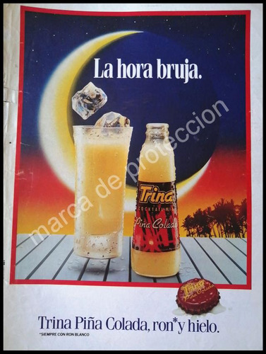 Cartel Publicitario Retro Piña Colada Trina 1980s