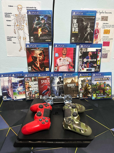 Ps4 Slim De 1 Tb Con 3 Joystick Y 13 Juegos
