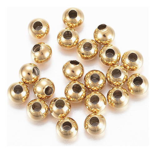 Para .. 100pcs Oro Liso Cuentas De Acero Inoxidable