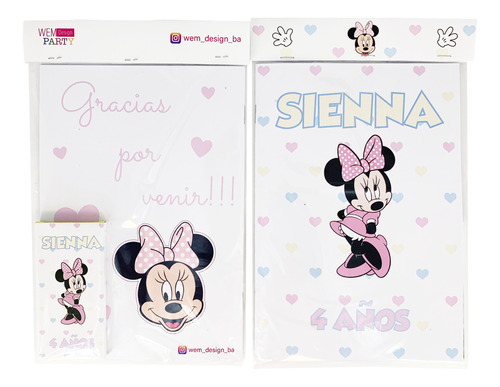 10 Libritos Colorear Souvenir Minnie Pastel Caja Lapices 6u