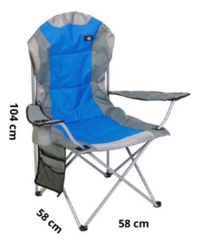 Silla Plegable Reforzada 120 Kg Acolchada Con Bolso Camping Azul