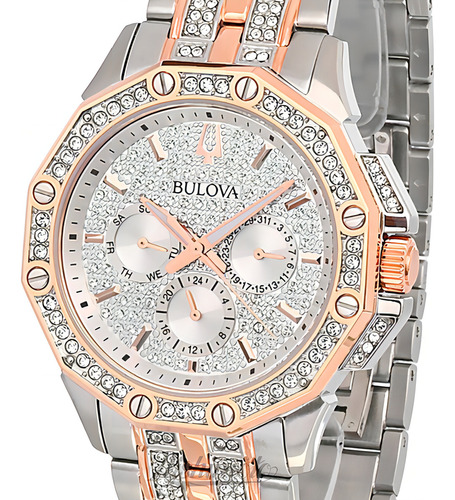Relógio Bulova Masculino Multifunção Octava Crystal Cor da correia Misto rose Cor do bisel Rose Cor do fundo Cristal