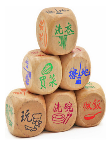 10pcs De Madeira 6 Side Corta D6 Set Família Role Play Toy