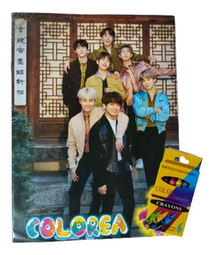 Libros Para Colorear Bts 10 Pz C/crayolas 6 Pz C/u 