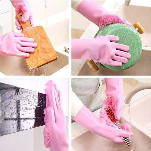 Imagem 6 de 6 de Luvas Magica Escova Limpeza Silicone Lava Louça Prato Carro
