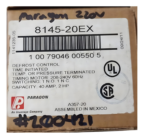 Reloj Paragon 220v 40amp