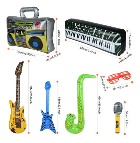 Conjunto De Instrumentos Infláveis De 22 Peças, Guitarra Inf