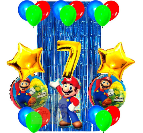 Combo Globos De Cumpleaños Super Mario Bros Kit Completo