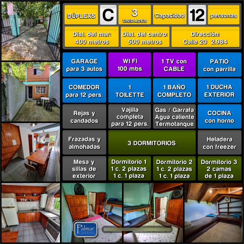 San Clemente Del Tuyu - Complejo Palmar - Hospedaje, Alquiler, Alojamiento. Casa, Cabaña, Duplex Y Departamento - 12 Personas