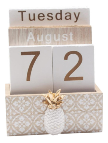 Calendario, Bloque De Madera, Calendario, Escritorio, Piña