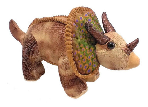 Dinossauro De Pelúcia Triceratops Marrom 36 Cm Comprimento