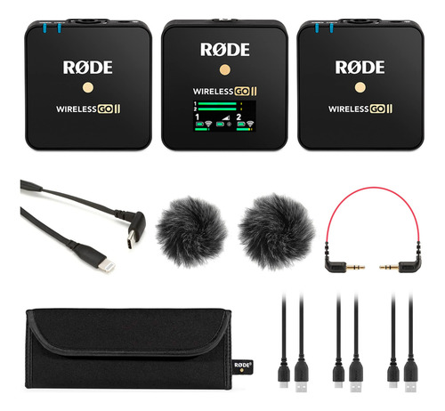 Sistema De Microfone Sem Fio Rode Wireless Go 2 Dual Com Cab