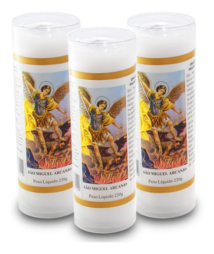 3 Velas Votivas 7 Dias Imagem São Miguel Oração