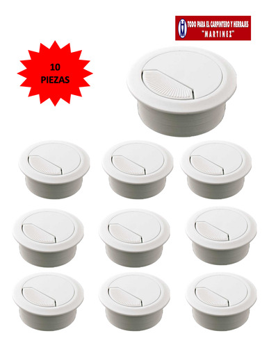 Pasacable Para Escritorio Blanco 50mm (10 Piezas)