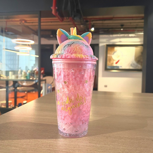 Imagen 3 de 10 de Vaso Con Bombilla Diseño De Unicornio 430 Ml