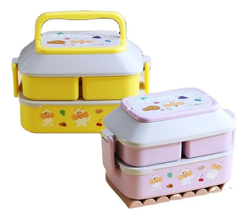 Fiambrera De Doble Capa Con Compartimentos Lonchera Bento