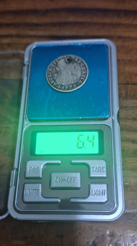 Moneda Potosi 2 Reales Año 1775 Plata Buena + Perforada (Usado)