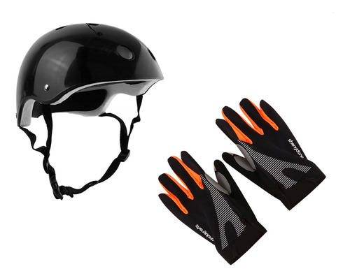 Casco Bicicleta Negro Adulto+guantes Touch / Forcecl