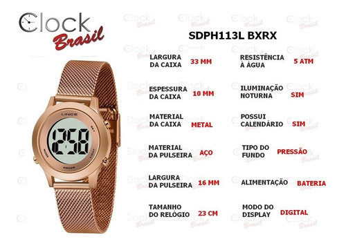 Imagem 7 de 9 de Relógio Feminino Digital Lince Sdph113l Bxrx