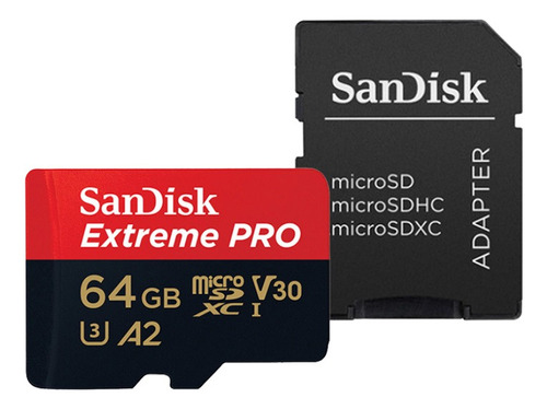Sandisk Tarjeta Memoria Micro Sd 64g + Adaptador 4k V30