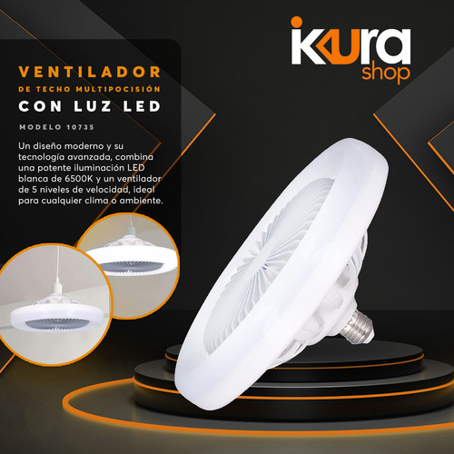 Ventilador De Techo Multiposicion Con Luz Led Adir 12711 Blancas Plástico