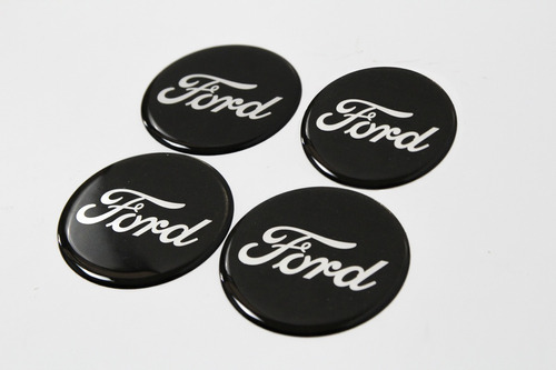 Kit Adesivos Emblema De Roda Compatível Ford 51mm Cl11 Cor Preto com escrita cromada