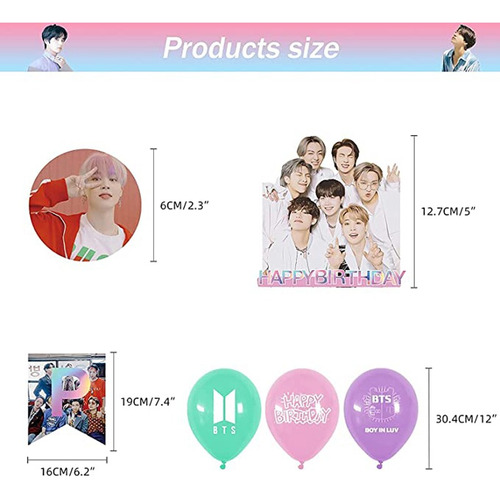 Bts Theme Party Decoration Printing Balloon Birthday Banner