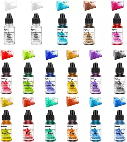 Sig Wong Alcohol Ink Set - 24 Bottles Vibrant Colors High Concentrated  Alcohol-Based Ink, Concentrated Epoxy Resin Paint Colour Dye