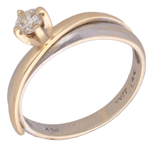 Anillo De 14k Oro Blanco Y Amarillo, 2.6 Gramos