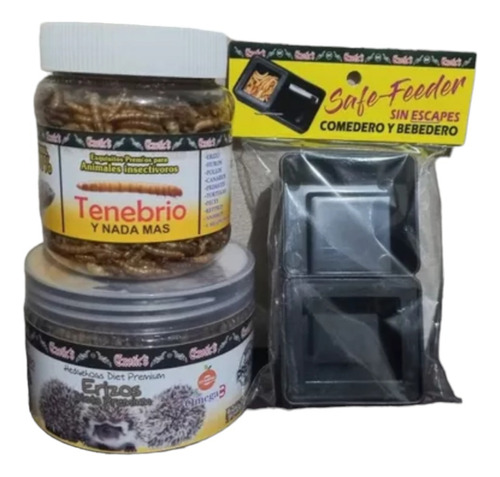 Paq Alimento 700gr Premios 50gr Y Comedero P/erizo Africano 