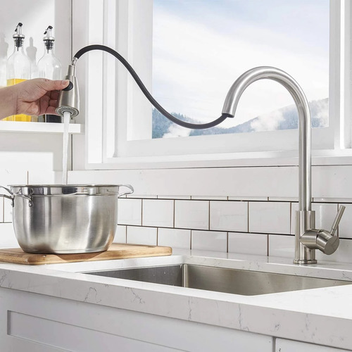 Canilla Monocomando Extensible Grifería Flexible Cocina Mesada Resistente Moderna Frio Calor