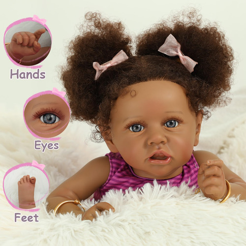 Muñecas Bebé Reborn Negro Niña 22 Pulgadas Americanos 72btp