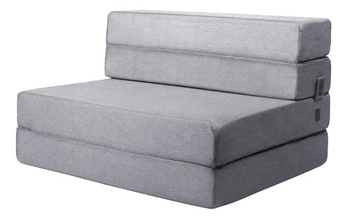 Sofá Cama Matrimonial Plegable, Colchoneta Con Soporte Firmé Color Gris Claro