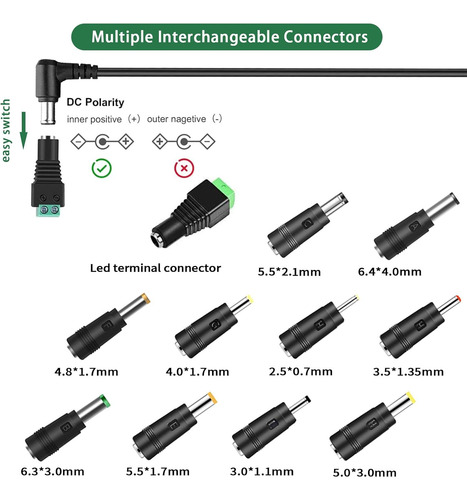 Convertidor Adaptador 24vcc 2.5a 100-240vca Con 11 Puntas