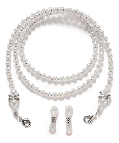 Cadena Para Gafas Ocr Con Perlas Blanco