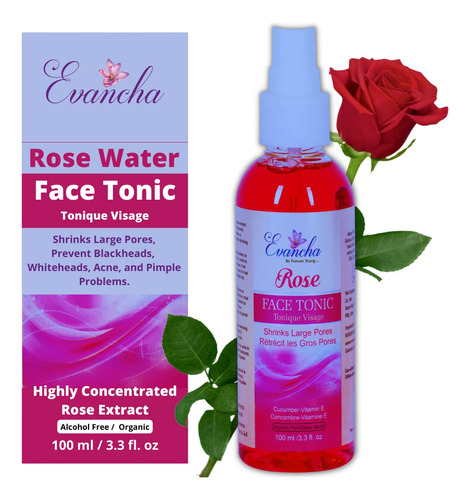 Evancha Tnico Facial Con Agua De Rosas, Niebla Facial Refres