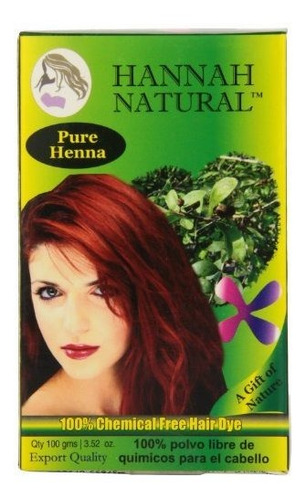 Hennas - Hannah Natural 100% Puro Polvo De Henna, De 100 Gra