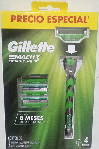 Gillette Match 3 Sensitivo Maquina De Afeitar Y 4 Cartuchos