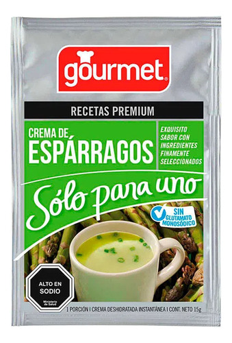 Crema Para Uno Gourmet Esparragos 15 Gr(3 Unidad) Super