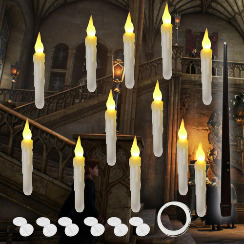 12 Piezas Velas Flotantes Colgantes Velas Cónicas Led Velas
