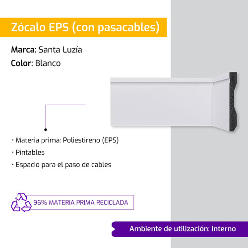 Zócalo De Eps Santa Luzia Sl102 Con Frizo - 2.40 Mts X 10 Cm